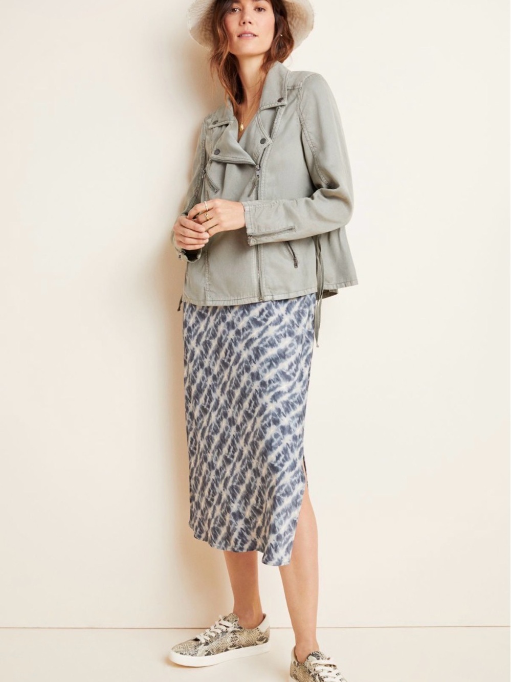Anthropologie Marrakech Ronika Draped Moto Jacket Moss Green/gray Size in S